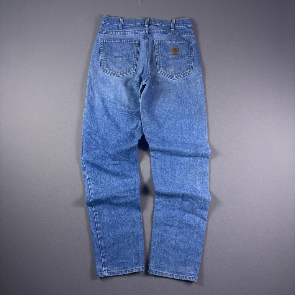 Vintage Carhartt B17 BTW Relaxed Fit Blue Denim Jeans 32x34 Workwear Medium Wash